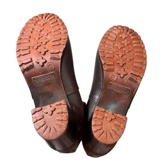 Vintage Leather Boots Late 60’s-70’s Chunky Heel Shearling Cuff Size 7 USA - Picture 2 of 4